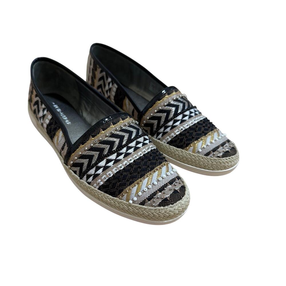 Donald J Pliner Pizaspy Beaded Embroidered Chevron Espadrille Flats Size 8 M